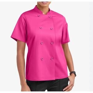 Chef 360 Short Sleeve Double Breasted Fuchsia Pink Chef Coat - Medium NWT